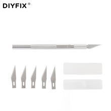 DIYFIX Metal Scalpel Knife Non-slip Cutter Engraving Craft Knives + 6pcs Blades Mobile Phone Laptop PCB DIY Repair Hand Tools 2024 - buy cheap