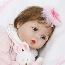 Кукла реборн силиконовая, мягкая кукла с открытыми глазами для девочек, 55 см, подарок на день рождения, Реалистичная игрушка, 22 дюйма 2024 - купить недорого