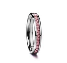 Anel de tungstênio 100% para homens, anel de 4mm de largura, carboneto de tungstênio, rosa, de fibra de carbono, aço de tungstênio, pedra de imitação, anéis de tungstênio 2024 - compre barato