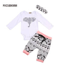 baby girls clothes Elephant Romper+Long Pants+Headband 3pcs Suit Newborn Baby Girl Clothing Set Outfits Set Clothes Ropa Bebes 2024 - buy cheap