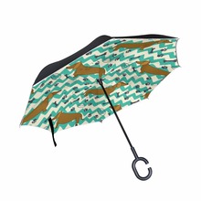 Зонты такса с C-образным крючком, ветрозащитный зонтик заднего вида, перевернутый двухслойный зонтик для защиты от дождя, Прямая поставка 2024 - купить недорого