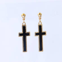 Black Cross Earrings Drop Long Earrings Fashion Charms Jewelry 2024 - buy cheap