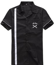 Camisa de algodão rockabilly hiphop vintage 40s, camisa de marca superior com bordado 2024 - compre barato