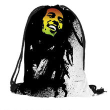 Bolso de seda con cordón personalizado Bob Marley, mochila suave de gran seguridad con impresión de logotipo personalizado, más tamaño 2024 - compra barato