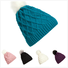 2018 Winter Hats for Women Knit Hats Crochet Hat Fur Woolen Knit Beanie Warm Caps 2024 - buy cheap