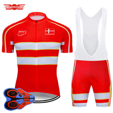 Conjunto de roupa para ciclismo crossrider 2020, camiseta e macacão de equipe danmark 9d com bretelle respirável para mtb 2024 - compre barato