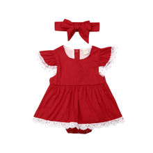2PCS Newborn Baby Girl Xmas Clothes Lace Romper Tutu Dress Jumpsuit Outfits 2024 - buy cheap
