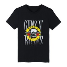 Мужская и женская футболка в стиле хип-хоп Guns N Roses, футболка с коротким рукавом, уличная Футболка Harajuku, брендовая одежда с изображением пистолетов и роз 2024 - купить недорого