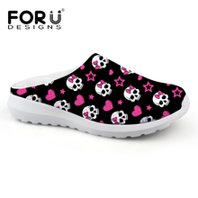 FORUDESIGNS Fashion Women Skull Mesh Sandals Cute Breathable Female Summer Slip-on Slippers Beach Water Shoes Lady Girls Flats 2024 - buy cheap