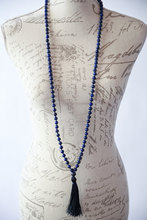 Bule Long Necklace 108 Natural Stone lapis lazuli Necklace Knotted Necklaces Hand Knotted Mala Yoga Tassel Necklaces 2024 - buy cheap