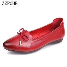 ZZPOHE 2018 Spring autumn new genuine leather women flats shoes Women's Fashion Slip On Soft Casual Comfort Plus Size Shoes 2024 - buy cheap