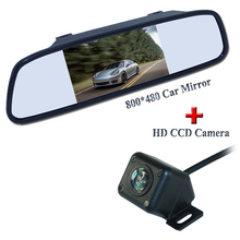 Auto safety all cars system supply in stock include 4.3" hot selling car parking mirror + black 4 ir car rear reversing camera 2024 - buy cheap