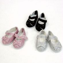 Sapatos de bonecas verão americano laço flor lantejoulas sapato pu sapato de brinquedo para meninas cabe 18 polegadas e acessórios de bonecas de bebê 43 cm 2024 - compre barato