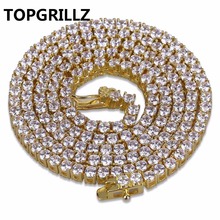 TOPGRILLZ 3 мм 4 мм 5 мм 6 мм 8 мм Iced Out Циркон 1Row теннис цепи цепочки и ожерелья хип хоп ювелирные изделия цвета: золотистый, серебристый цвет для мужчин CZ 2024 - купить недорого