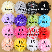 Flores de gasa sin clips para niña, diadema de ganchillo, 16 colores a elegir, 45 unidades/lote, envío gratuito, 3,94 ", MH21 2024 - compra barato