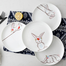 Creative Rabbit Ceramic Breakfast Plate Dessert Cake Disc Bone Porcelain 8 Inch Disc Cute Plate  Dinner Dish  Round  Cartoon 2024 - buy cheap