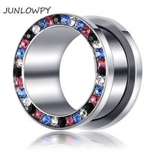 Junlowpy Earrings Body Jewelry Piercing Stainless Steel Ear Gauges Expander Plugs and Tunnels with CZ Gem 40pcs Ear Stretchers 2024 - buy cheap