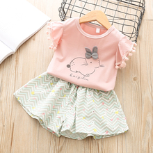 Summer Cartoon Baby Girl Clothes Bow decoration Short-Sleeved T-Shirt + Shorts 2 Sets Of Girls Clothing 2024 - buy cheap