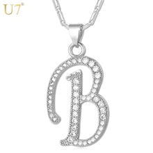 U7 Name Jewelry Alphabet B Letter Necklaces & Pendants Gold/Silver Color Cubic Zirconia Necklace For Women Gift P695 2024 - buy cheap