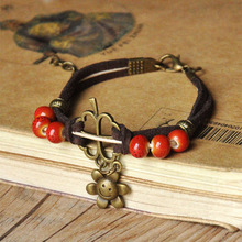 12 Pieces/Lot Charms Bracelet For Women Ceramic Beaded Bracelets Smiling Sun Flower Pendants Lucky Bangle Lovers Gift Jewelry 2024 - buy cheap