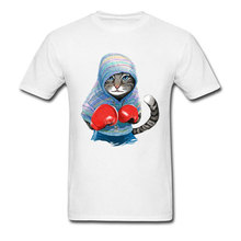 Camiseta estampa de gato e mma, camiseta de algodão para homens, com capuz, estampa de gato, design de arte em aquarela, presente para o dia dos pais 2024 - compre barato