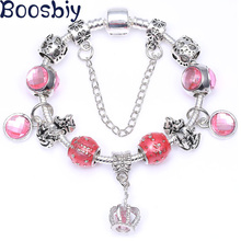 Boosbiy-pulsera con colgante de corona para mujer, brazalete de estilo europeo, fino, plateado, bonito regalo de cumpleaños 2024 - compra barato