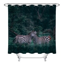 72'' Bathroom Waterproof Fabric Shower Curtain Polyester 12 Hooks Bath Accessory Sets Zebras Antelope On Jungle Thick Forest 2024 - buy cheap