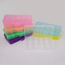 12.8 x 6.5 x 2.2cm 10 Grid Adjustable Transparent Jewelry Storage Box Ring Earring Beads Case Plastic Portable Organizer Box 2024 - buy cheap