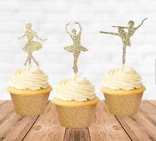 Glitter ouro de Coco Do Queque Do Aniversário Da Bailarina Ballet menina baby shower batismo casamento Dancetoothpicks 2024 - compre barato