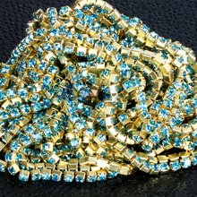 Diamantes de imitación aguamarina SS6,8,10,12 y 10m, cristal y base dorada plateada, uso para accesorios de ropa, vestido de boda 2024 - compra barato