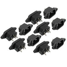 Braçadeira Tipo 3 P IEC C14 Inlet Tomada Preto AC 250 V 10A 10 pcs BX-120-C01