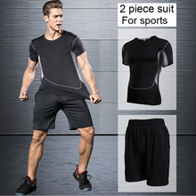 Conjunto de Fitness para hombre, traje de gimnasio de 2 piezas, trajes deportivos para correr, pantalones de entrenamiento para correr, chándales, ropa deportiva de baloncesto 2024 - compra barato