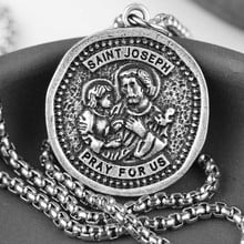 Vintage St. Joseph Catholic Religious 25*25mm Medal Pendant patron Saint of Fathers Necklace 2024 - buy cheap