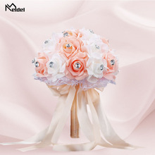 Свадебный букет Meldel букет из горного хрусталя для невесты, с цветком в виде Розы, цвета шампанского, свадебные принадлежности 2024 - купить недорого