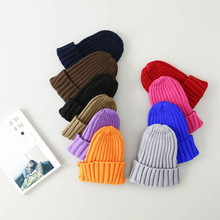 Gorro con pompón de piel, gorros de invierno para niño, gorros cálidos para niño, gorros de punto elásticos, gorros de piel con pompón para niños y niñas 2024 - compra barato