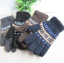 Luvas masculinas de malha com cinco dedos, quente e grossa para outono e inverno 2024 - compre barato