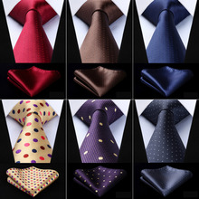Men Tie Woven Classic Necktie  Plaid Polka Dot Check 3.4" Silk Tie Party Wedding Handkerchief Business necktie Set 2024 - buy cheap