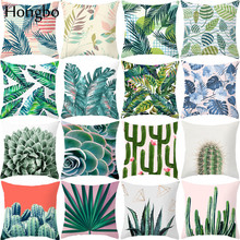 Capa de almofada decorativa de folhas verdes de palmeira, plantas tropicais hongbo monstera, capa de almofada hibisco, flor, fronha de almofada 2024 - compre barato