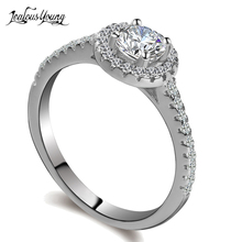 Классическое круглое обручальное кольцо с фианитом, обручальное кольцо с круглым кристаллом белого золота, свадебные кольца для женщин, ювелирные изделия, Подарочные Кольца 2024 - купить недорого