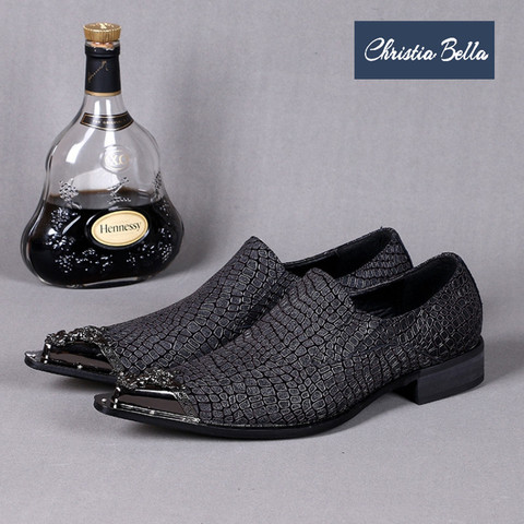 Мужские модельные туфли в британском стиле Christia Bella, свадебные туфли из натуральной кожи с острым металлическим носком, большие размеры, 2019 2022 - купить недорого