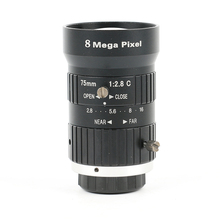 Объектив для камеры видеонаблюдения, 75 мм, HD, 8 Мп, F2.8, 1 дюйм, C-Mount, промышленный объектив с ручной фокусировкой, оптический объектив для монит... 2024 - купить недорого