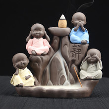 Home Decoration Buddhist Incense Stick Holder Ceramic Censer The Little Cute Monk Backflow Incense Cones Burner Ceramic Craft 2024 - buy cheap