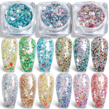 Lantejoulas holográficas para arte em unhas, decoração de esmalte em gel uv, brilhos e pontas para manicure, 1 caixa 2024 - compre barato