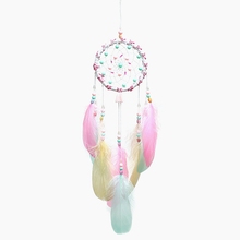 Light Blue Pink Dream Catcher Net with Feathers Decoration Wall Hanging Dreamcatcher Room Home Decor Wind Chimes Pendant 2024 - buy cheap
