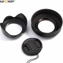 K&F CONEPT 52/58mm 3-Stage Collapsible Rubber Lens Hood+Petal Lens Hood+Center Pinch Lens Cap for Canon Rebel T5i for Canon EOS 2024 - buy cheap