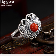 Anel de prata esterlina 100% real uglless para mulheres, anéis de borboletas feito à mão para mulheres, prata exótica tailandesa, anel de dedo aberto, joias finas de ágata 2024 - compre barato