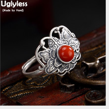 Uglyless 100% Real 925 Sterling Silver Handmade Butterfly Rings for Women Exotic Thai Silver Open Finger Ring Agate Fine Jewelry 2024 - buy cheap