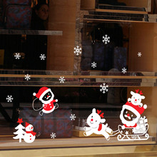 Pegatinas de decoración navideña de Año Nuevo, pegatinas de vidrio para ventana, Papá Noel, pegatinas de decoración navideña para el hogar, decoración de pared 2024 - compra barato