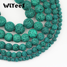 WLYeeS Green Rock Lava Stone Beads Natural Stone 4 6 8 10 12mm Round Loose Bead for Jewelry Bracelet Necklace pendant Making DIY 2024 - buy cheap