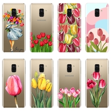 Funda de silicona para Samsung Galaxy A5, A7, 2018, A6, A8 Plus, funda trasera suave de chica con flores rojas para Samsung A3, A5, A7, 2016, 2017 2024 - compra barato
